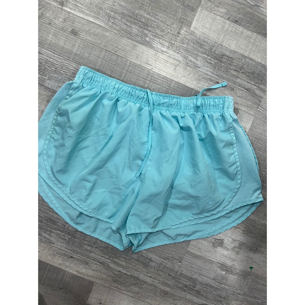 Nike Dri-FIT Women Running Shorts Aqua Blue‎ Mesh Trim Athletic XL 831558-446